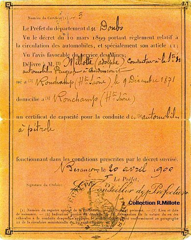 Ce permis date du 20 avril 1900