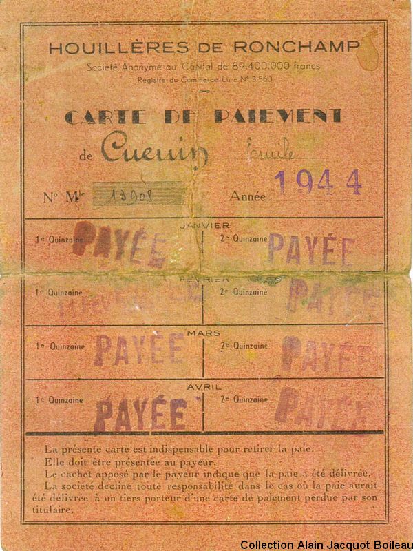 Carnet de paiement par quinzaine